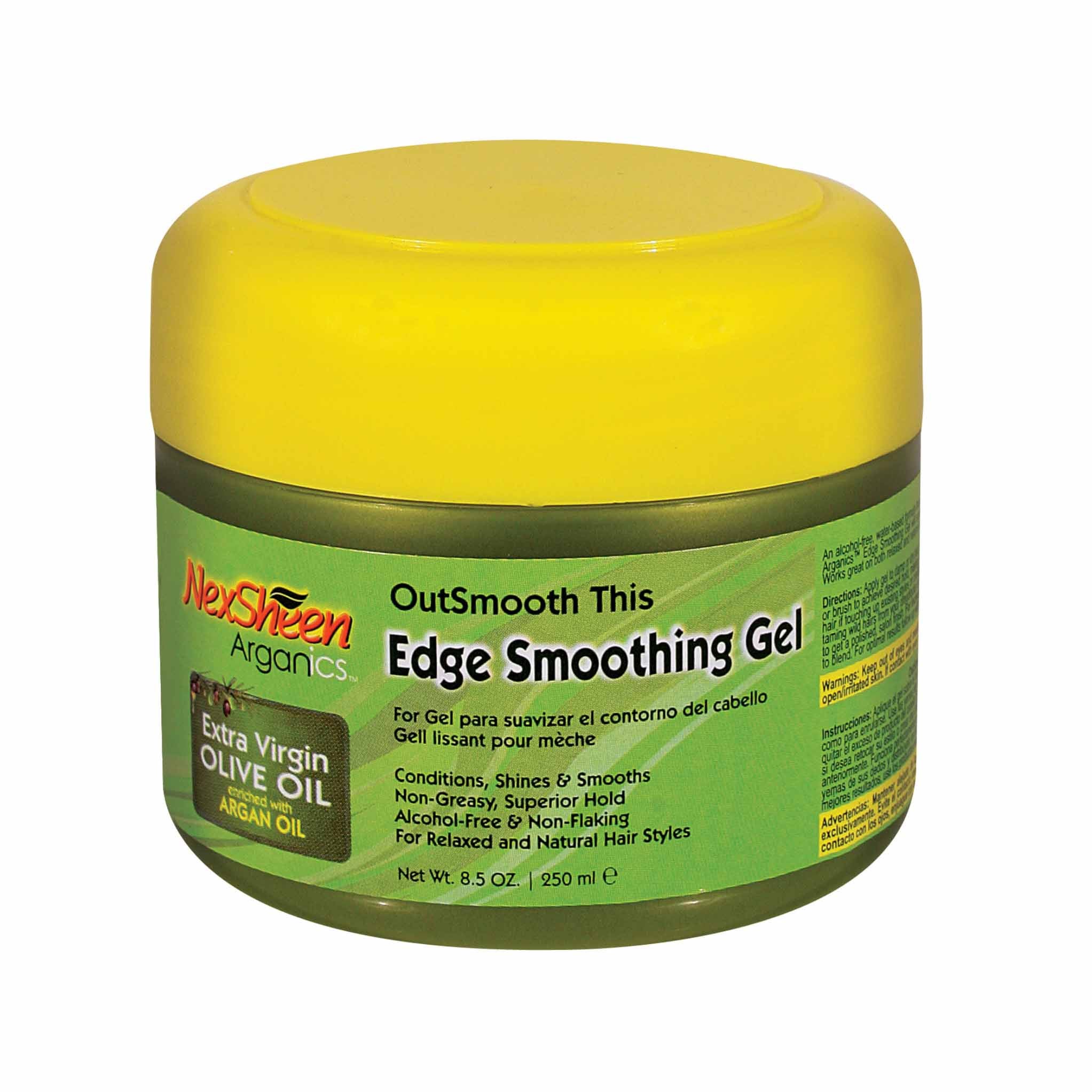 NexSheen Arganics OutSmooth This! Moisturizing Strengthening & Split End  Repair Edge Smoothing Jar Hair Styling Gel with Extra Virgin Olive Oil 