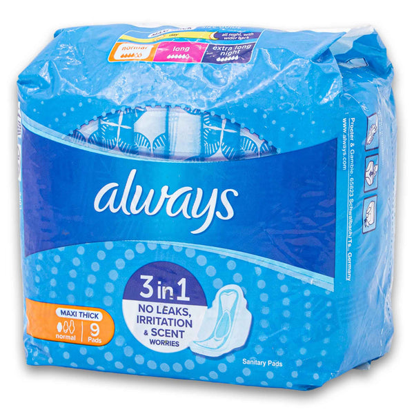 Maxi Thick Sanitary Pads Wings Normal Flow 9 Pack