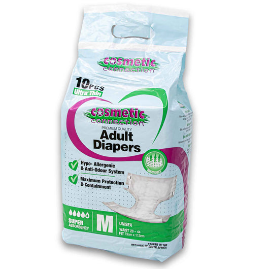 Cosmetic Connection, Ultra Thin Adult Diapers Medium 10 Pack Unisex - Cosmetic Connection