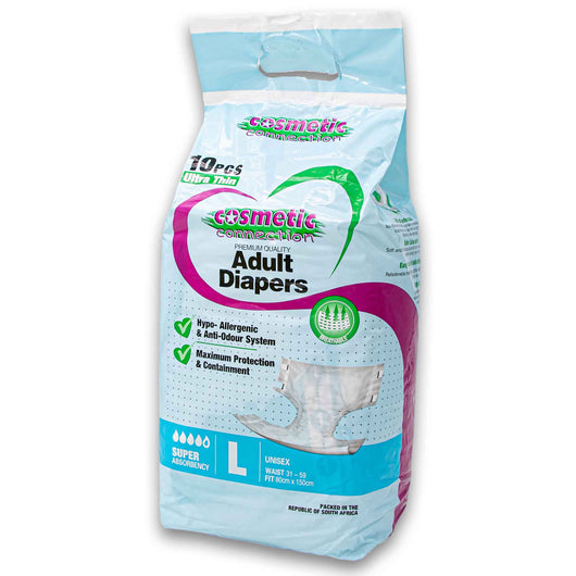 Cosmetic Connection, Premium Adult Unisex Diapers Ultra Thin 10 Pack - Cosmetic Connection