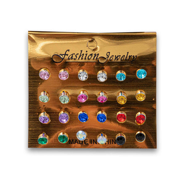 Naturally Flawless, Fashion Earrings Multi Color Diamond Jewelry 12 Pair - Cosmetic Connection