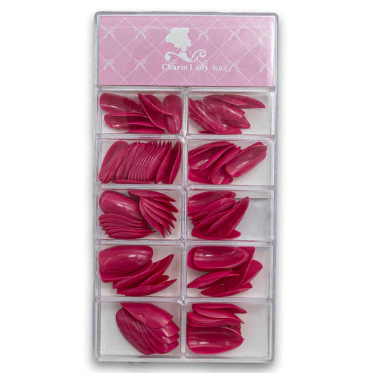 Charm Lady, False Nail Full Set Dark Pink 100 Pack - Cosmetic Connection