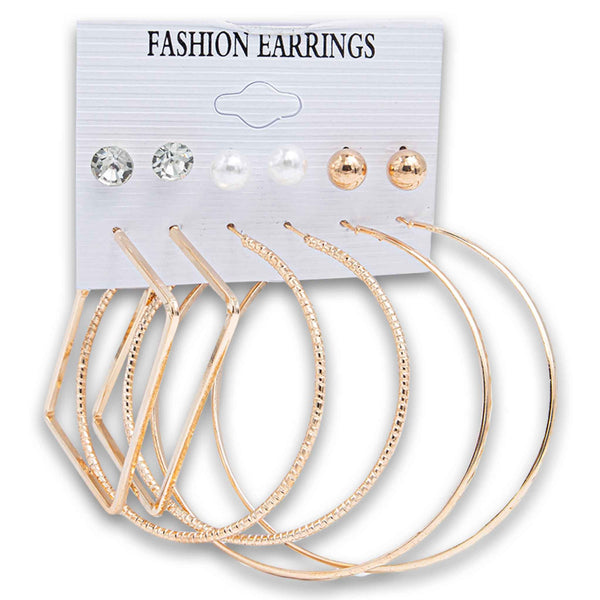 Naturally Flawless, Fashion Earrings Square & Hoop 6 Pair - Cosmetic Connection