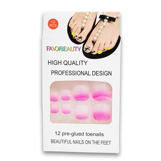 Favor Beauty, Artificial High Quality Toe Nail Tips 12 Piece - Assorted Colour - Cosmetic Connection