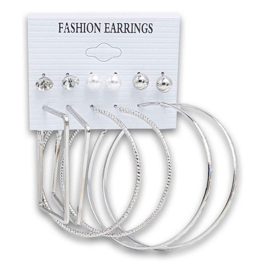 Naturally Flawless, Fashion Earrings Square & Hoop 6 Pair - Cosmetic Connection