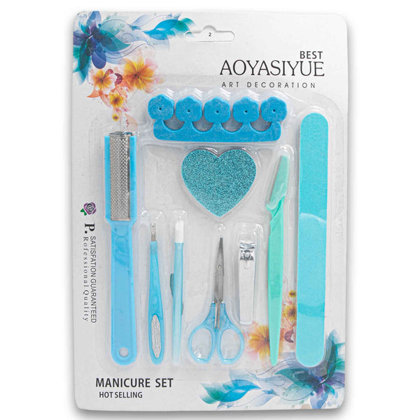 Professional Quality Manicure Set 9 Piece - Assorted Colour