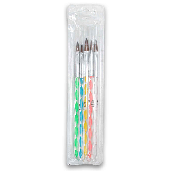 Professional Acrylic Nail Brushes 5 Piece - Assorted Colour