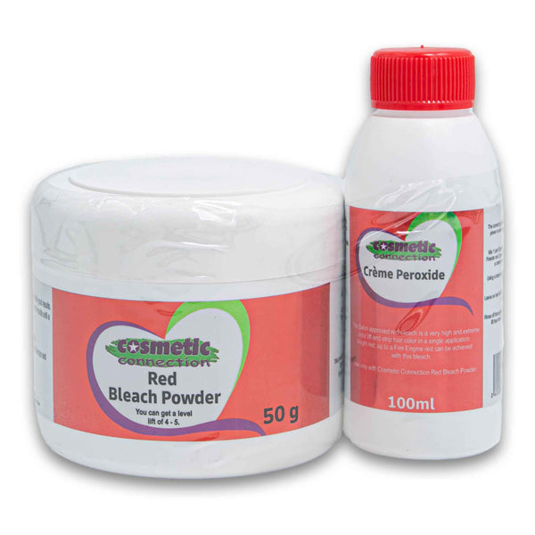 Cosmetic Connection, Red Bleach Powder 50g + Cream Peroxide 100ml - Cosmetic Connection