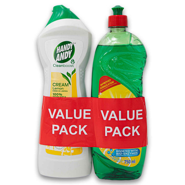 Sunlight Dishwashing Liquid 750ml + Handy Andy Cream Lemon 750ml