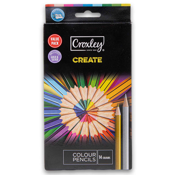 Colour Pencils Includes Gold & Silver Value Pack 14 Colours