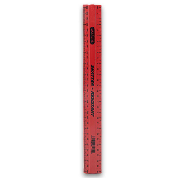 Marlin Shatter-Resistant Ruler 30cm - Assorted Colour