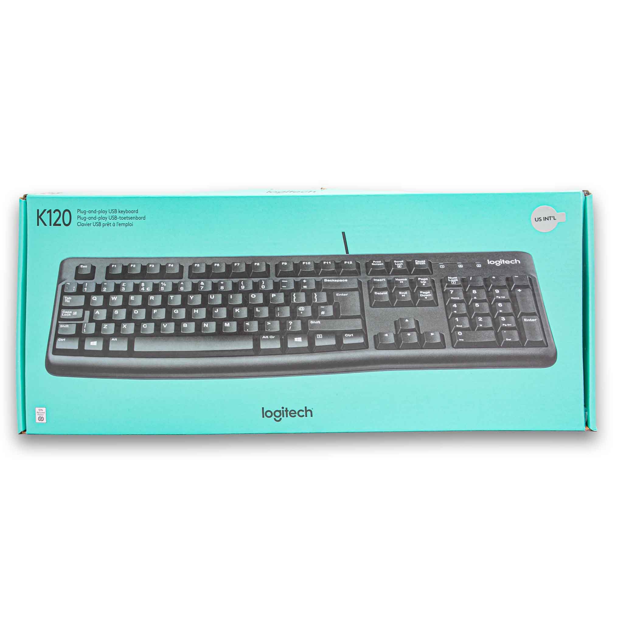 K120 Plug and Play USB Corded Keyboard Sleek Design – Cosmetic Connection