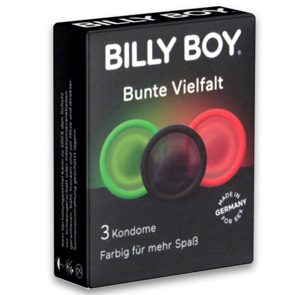 Billy Boy, Condoms 3 Pack Coloured - Cosmetic Connection