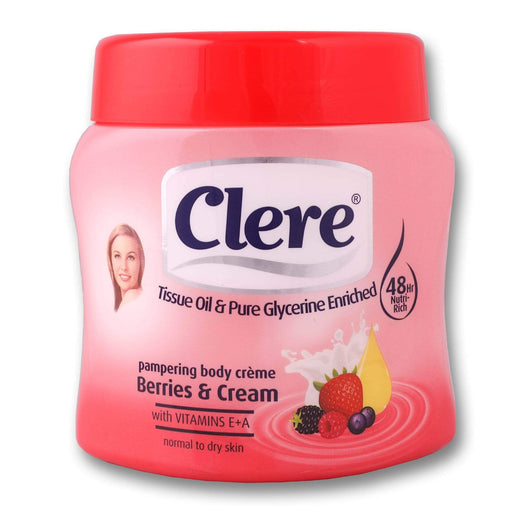 Clere, Pampering Body Cream Berries & Cream 500ml - Cosmetic Connection