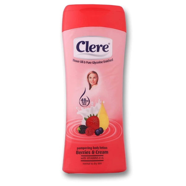 Clere, Pampering Body Lotion Berries & Cream 400ml - Cosmetic Connection