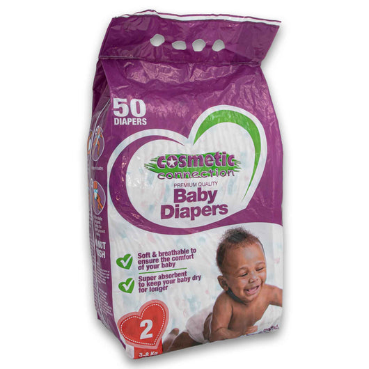 Cosmetic Connection, Premium Baby Diapers Size 2 Value Pack - 50 Unisex Diapers - Cosmetic Connection