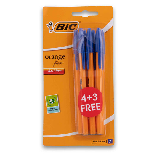 BIC, Orange Ball Pen Fine 0.8mm - 7 Pack - Cosmetic Connection