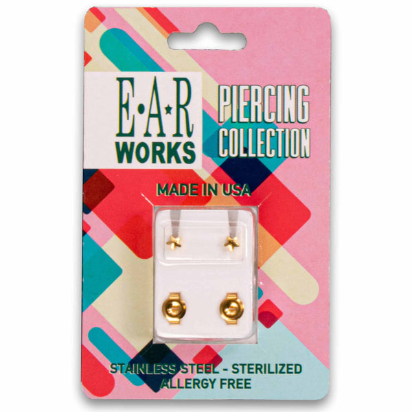 EAR Works, Stainless Steel Gold Plated Earrings - Regular Star - Cosmetic Connection