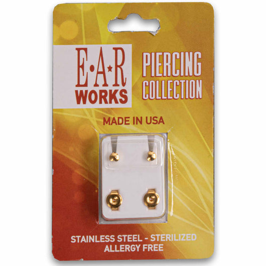 EAR Works, Stainless Steel Gold Plated Earrings - Regular Heart - Cosmetic Connection