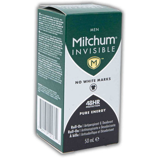 Mitchum, Men Invisible Roll On 50ml No White Marks - Pure Energy - Cosmetic Connection