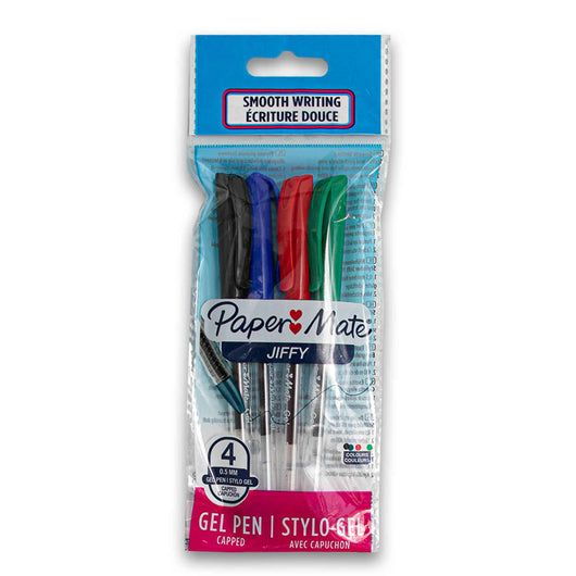 Paper Mate, Gel Pen Jiffy Fine 0.5mm Assorted - 4 Pack - Cosmetic Connection