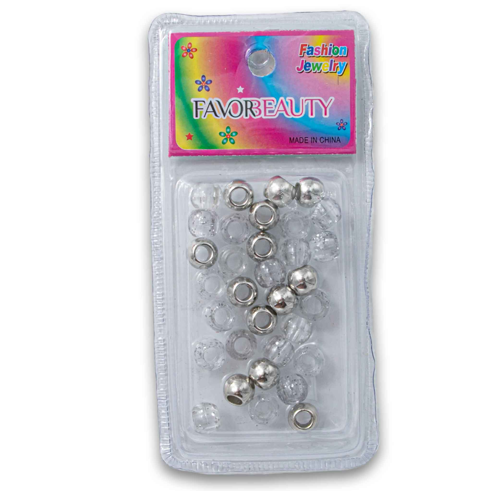 Fashion Hair Plastic Clear Beads - Small