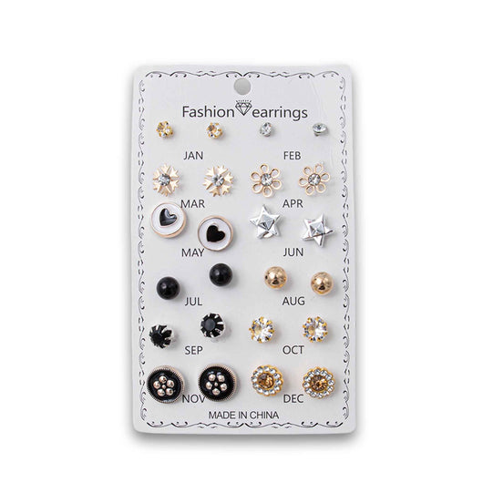 Cosmetic Connection, Fashion Earrings Monthly Pair 12 Pack Assorted - Cosmetic Connection