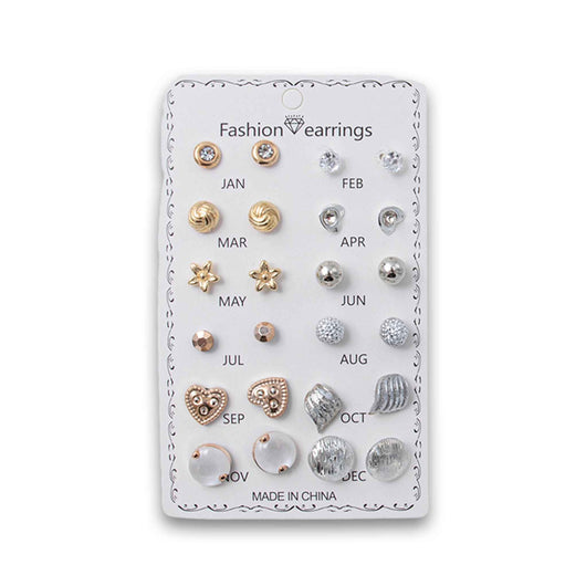 Cosmetic Connection, Fashion Earrings Monthly Pair 12 Pack Assorted - Cosmetic Connection