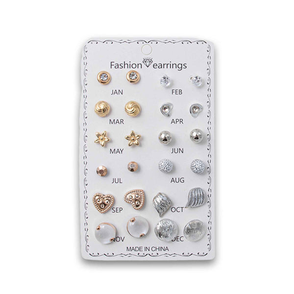 Cosmetic Connection, Fashion Earrings Monthly Pair 12 Pack Assorted - Cosmetic Connection