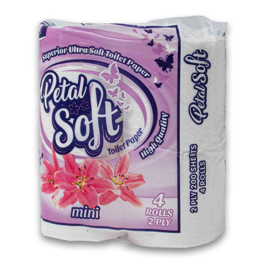 Petal Soft, Ultra Soft Toilet Paper Mini 4 Rolls - 2 Ply 200 Sheets - Cosmetic Connection