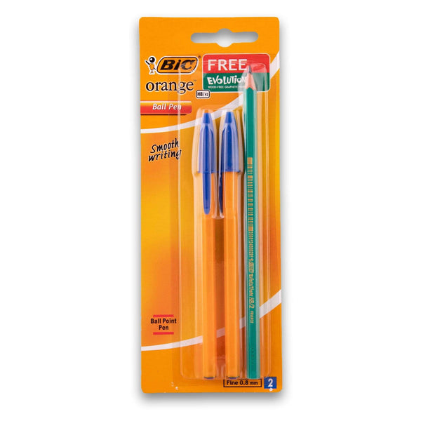 BIC, BIC Ball Pen Orange 2's + Pencil - Cosmetic Connection