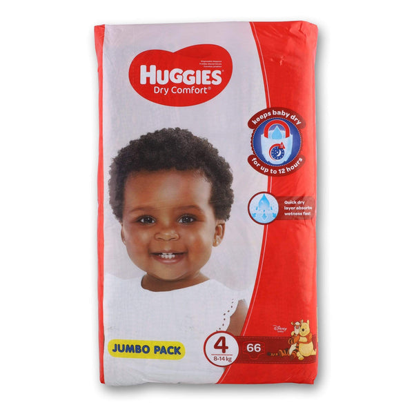 Huggies, Dry Comfort Baby Diapers Size 4 Jumbo Pack - 66 Diapers - Cosmetic Connection