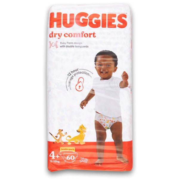 Huggies, Dry Comfort Baby Diapers Size 4+ Jumbo Pack - 60 Diapers - Cosmetic Connection