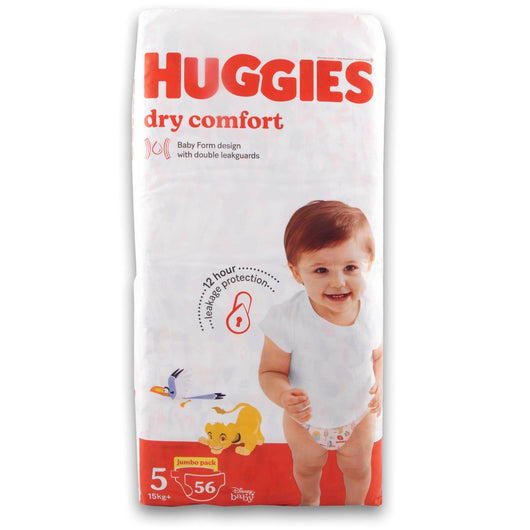 Huggies, Dry Comfort Baby Diapers Size 5 Jumbo Pack - 56 Diapers - Cosmetic Connection