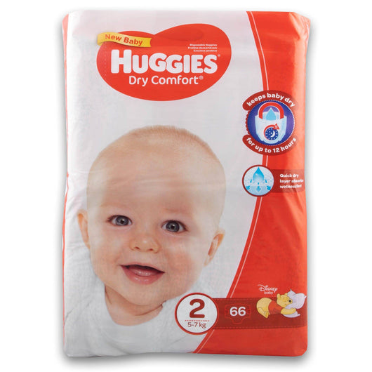 Huggies, Dry Comfort Baby Diapers Size 2 Value Pack - 66 Diapers - Cosmetic Connection