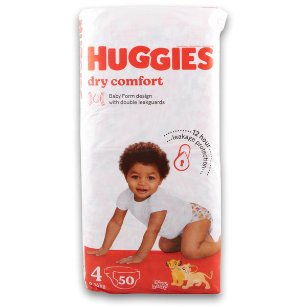 Huggies, Dry Comfort Baby Diapers Size 4 Value Pack - 50 Diapers - Cosmetic Connection